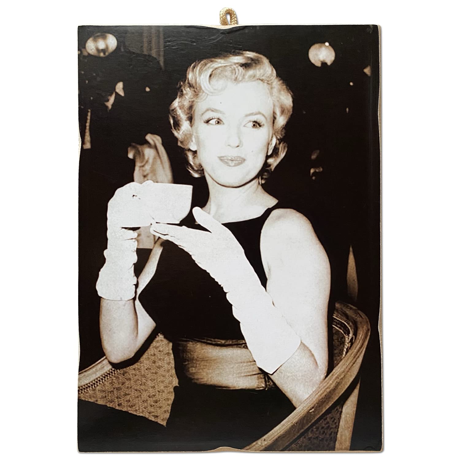 KUSTOM ART Picture Picture Picture Vintage Style Series Actors & Coffee Marilyn Monroe Print on Wood 18x25 cm.