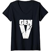 Women's Gen V Cracked Gen V Logo V-Neck T-Shirt