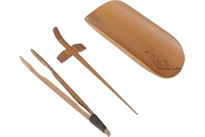 Tea Spoon, Tea Scoop Set Tea Set, Hand-Made Carving Tea Accessories 4Pcs/Set for Home Tea Accessory Tearoom Set Office(Plum B