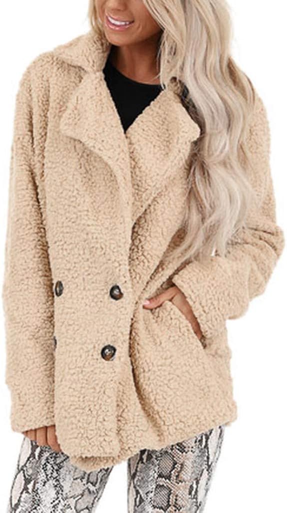 Amazon.com: Quealent Plus Size Winter Coats For Women Fuzzy Fleece Oversized Lapel Coats 