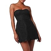 Lulus INES Lace Caged Mini Dress Women’s Strapless Crochet Lace A-Line Cocktail Dress