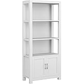 Martha Stewart Hutton Four Tier Shaker Bookcase with Storage Cabinet in Gray with Brushed Nickel Hardware