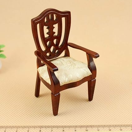 Xuba Mini Wood Simulate Armchair for 1:12 Doll House Accessories Brown