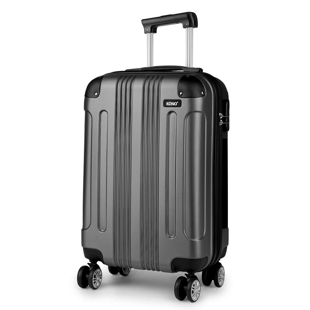 Kono Lightweight Hard Shell ABS Travel Trolley Cabin Hand Luggage Suitcases Boarding Case Spinner 55x35x20cm 33L