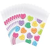 Whaline Valentine's Day Self Adhesive Treat Bags - 320 Pcs Clear Cellophane Goodie Bags for Wedding Party, Cookies & Snacks