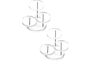 QWORK Round Acrylic Products Display Riser Stands, 3 Tier Jewelry Display Stands for Rings Earrings,Mini Figurines, Clear, 2 