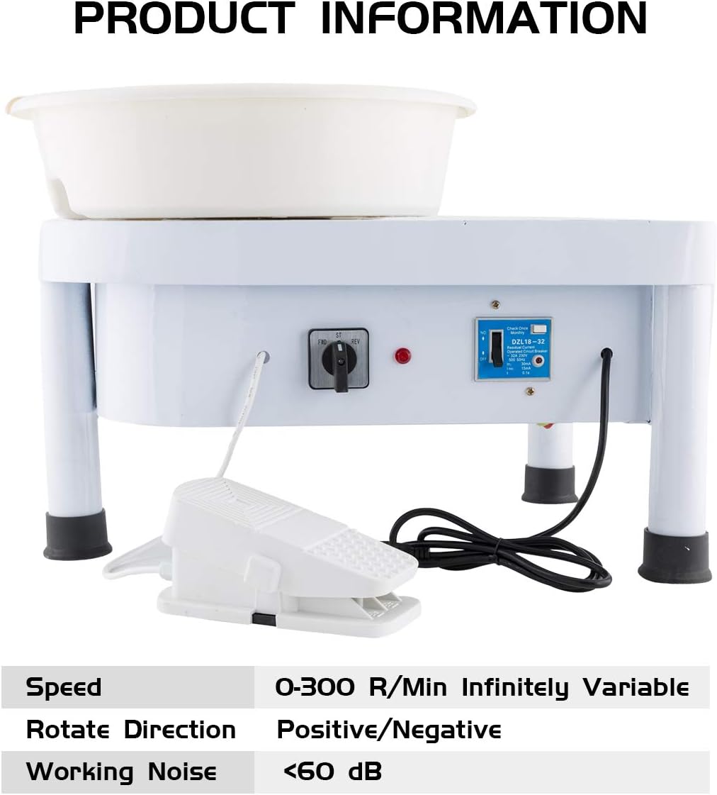 TUNTROL Pottery Wheel with Foot Pedal, 350W Triangle Ceramic Machine with 25cm Detachable Basin for Clay Art Craft Work DIY