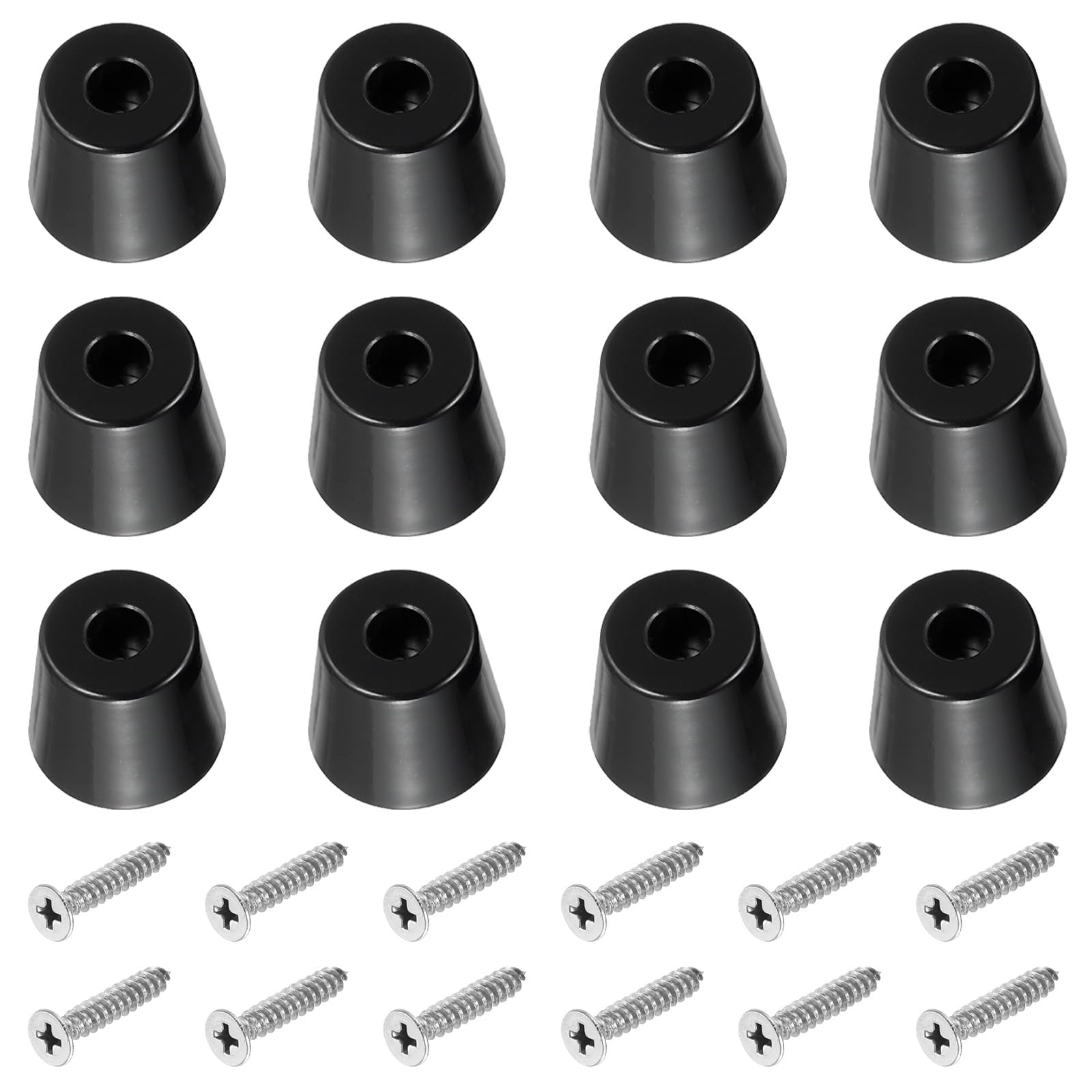 PATIKIL Cutting Board Feet, 12 Pack Round Rubber Feet Bumpers Non Slip Bumper Pads with Stainless Steel Screws for Furniture Chairs Desks Electronics (0.18"Wx0.67"H)