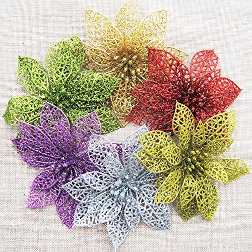 10pcs/lot 15cm Hot Sale Christmas Flowers Xmas Tree Decorations Wedding Party Decor Ornaments Artificial Christmas Flowers