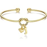 M MOOHAM Valentines Gifts for Her Teen Girls - Knot Initial Bracelets for Women Bridesmaids Proposal Gift Bridesmaid Gift Heart Initial Bracelet Friendship Bracelets Valentines Gifts for Women Sister