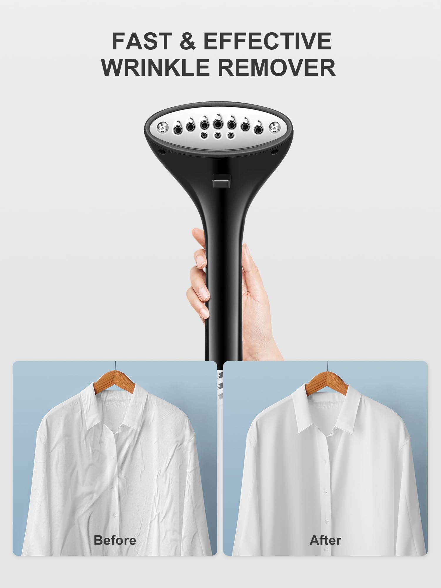 Professional Steamer for Clothes, Reemix Standing Steamer with Garment Hanger, Heats in 30 Seconds, Large Detachable Water Tank for 1 Hour Continuous Steaming, Includes Fabric Brush, Easy-roll Wheels