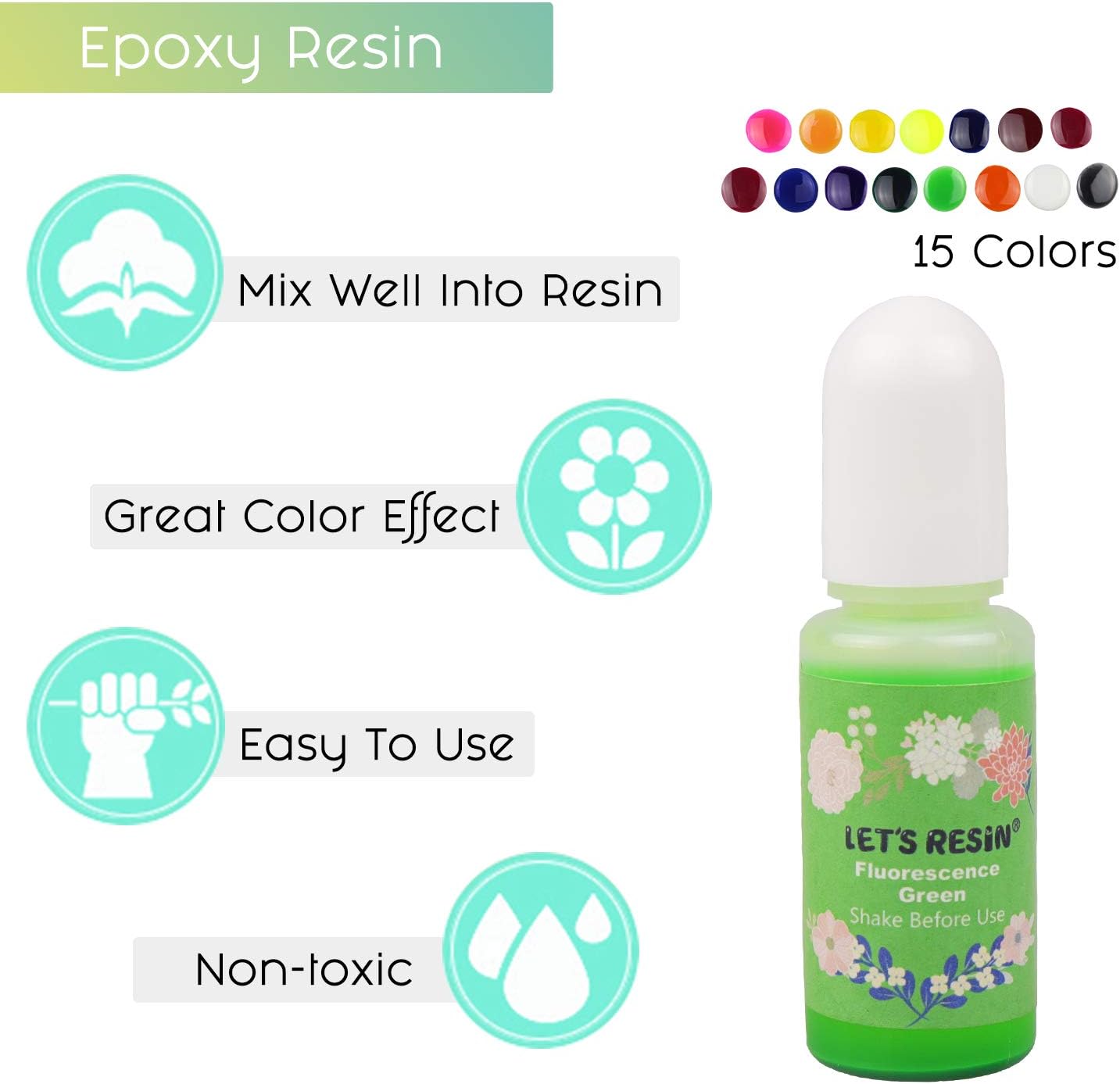 Amazoncom Lets Resina 15 Colores De Pigmento Epoxi