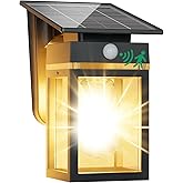 Cybrasc Solar Porch Lights Outdoor, Dusk to Dawn & Motion Sensor Wall Light with Lantern Shape, 3 Modes IP65 Waterproof, E26 