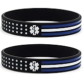 Inkstone (6-pack) Thin White Line American Flag Bracelets for EMS Workers - Bulk Pack of 6 Silicone Rubber Wristbands for Emergency Medical Services - Accessories Gifts for Paramedics EMTs Men Women