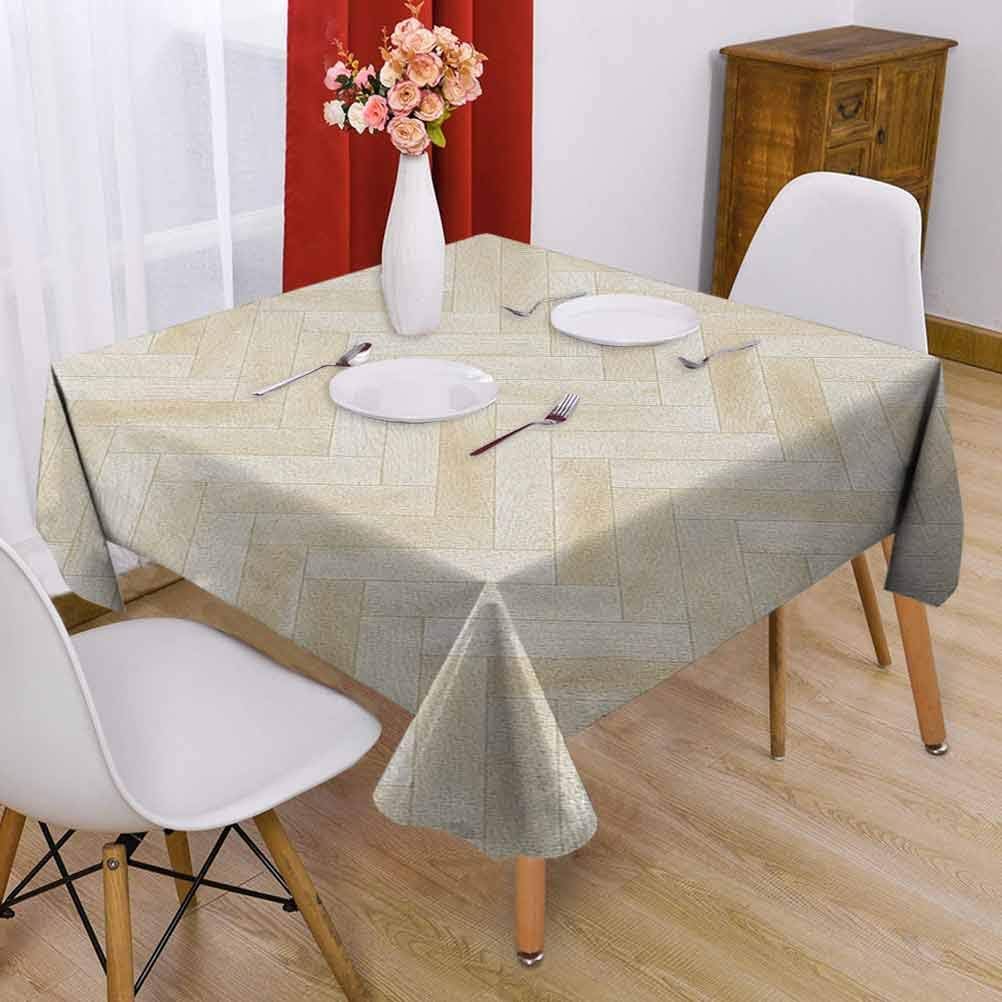 Beige Square Tablecloth Indoor 36 x 36 inch Realistic Wooden Floor Chevron Oak Parquet Artprint Urban Modern Diagonal Pattern Print Decorated Restaurant Beige