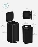 SONGMICS 30 L Kitchen Trash Bin Steel Pedal with Inner Bucket Ink Black view 7