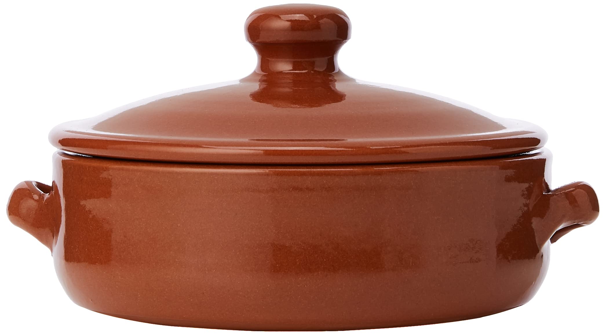 Amazing Cookware Natural Terracotta Deep Dish with Lid 15cm, Brown