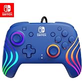 PDP Afterglow Wave Wired RGB Gaming Controller for Nintendo Switch 2, Lite | Also works with Switch OLED, RGB LED Lighting, 2 Mappable Back Buttons, Audio Controls, Headset Jack, Motion Controls, Blue