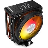 darkFlash E400 CPU Air Cooler with Display, ARGB PWM Fan, Black, mATX | 230W Single-Tower Cooling with a Pixel Display, Distinctive ARGB Fan and Compact mATX-Focused Cabling