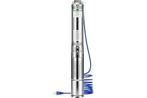 VIVOGROW Submersible Deep Well Pump, 1HP 115V/60Hz, 33GPM, 207ft Head, Stainless Steel Water Pump with Additional Brass Check Valve and 30ft Power Cord for Irrigation, Industrial & Home Use
