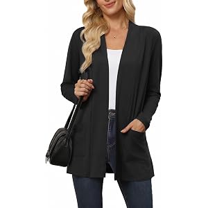 Askyes Womens Casual Lightweight Cardigan Long Sleeve Open Front with Pockets