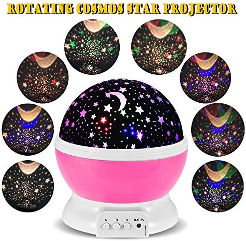 Rotating Night Light,Ferryone Romantic Sky Moon &amp; Cosmos Cover Projector Night Lighting for Children Adults Bedroom, Mood/Decorative Light, Baby Nursery Light, Living Room Gift (Pink)