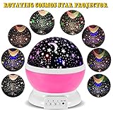 Rotating Night Light,Ferryone Romantic Sky Moon & Cosmos Cover Projector Night Lighting for Children Adults Bedroom, Mood/Decorative Light, Baby Nursery Light, Living Room Gift (Pink)