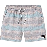 Southern Marsh Youth's SEAWASH Shoals Mayan Watercolor Swim Trunks, Swim Shorts, Burnt Taupe & Peach, Medium