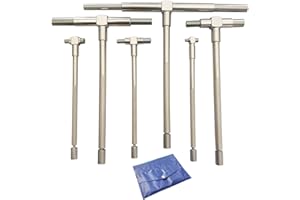 JENSWILL Hole Gauge Set 6 Pcs Telescoping Gage Set, 5/16" - 6" Range, T-Bore Hole Gauges w/Pouch, High Precision Telescopic Bore Gauge T-Gage Set (5/16" to 6")