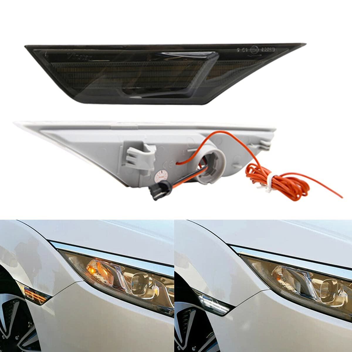 Photo 1 of NSLUMO Led Side Marker Lights for Honda Civic 2016 2017 2018 2019 2020 2021 Sedan Coupe Hatchback Led Switchback Amber Side Marker Turn Signals White Led Running Position Light