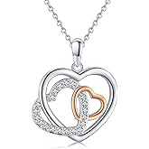 Birthstone Heart Necklace 925 Sterling Silver Three Generations Pendant Heart Love Jewelry Gifts for Women Grandmother Mom Birthday