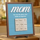 Personalized Mom Puzzle Piece Wood Sign Gift Decor, You Are The Piece That Holds Us Together Plaque with Kids Names, Mother Day Grandparents Day Birthday Gifts for Mom from Kids Daughter Son, Blue