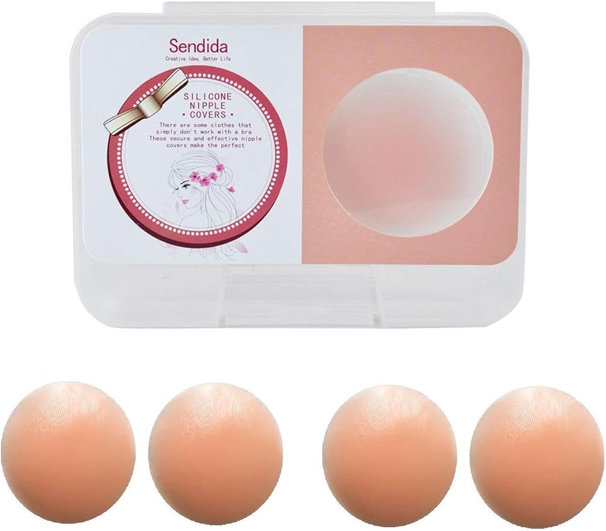 Sendida 2 Pairs of Nipple Covers Reusable Adhesive Silicone Pasties
