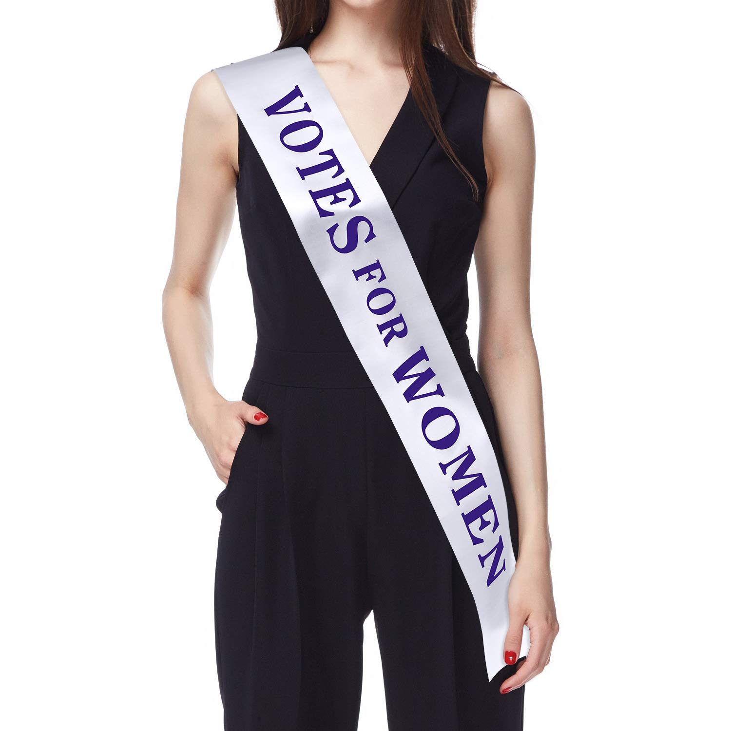 6 Pieces Votes for Women Satin Sash White Sash with Purple Lettering for Women Rights Adult Suffragette Protest Costume Accessories