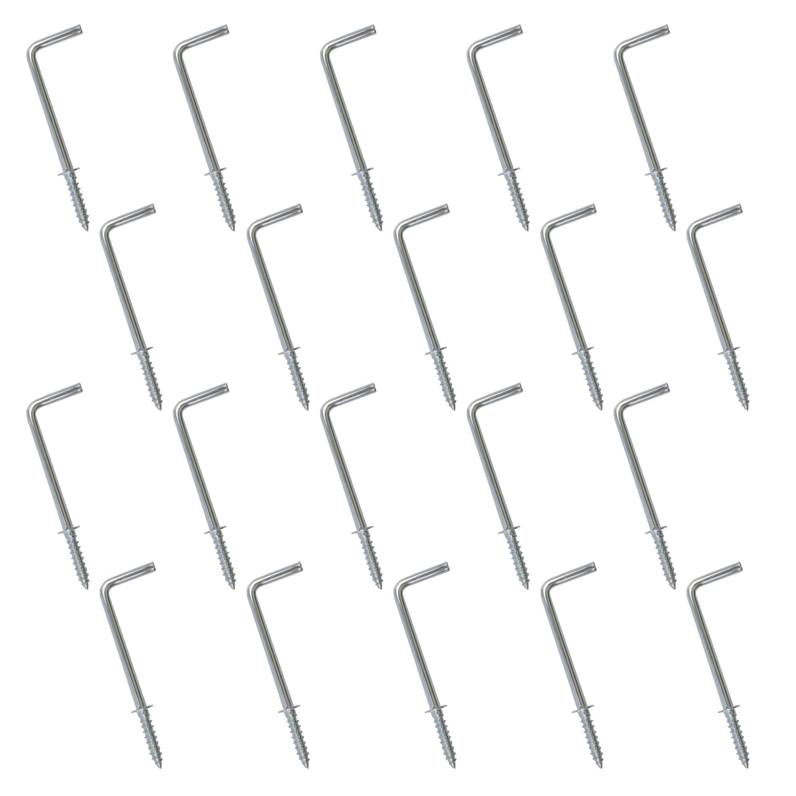 INCREWAY 20 Pcs L Hook Screws, L Shaped Hooks Self Tapping Screw, Carbon Steel Square Shouldered Dresser Screws Hooks Carbon Steel Right-Angle Hook for Hanging Cups, Keys, Traction Ropes