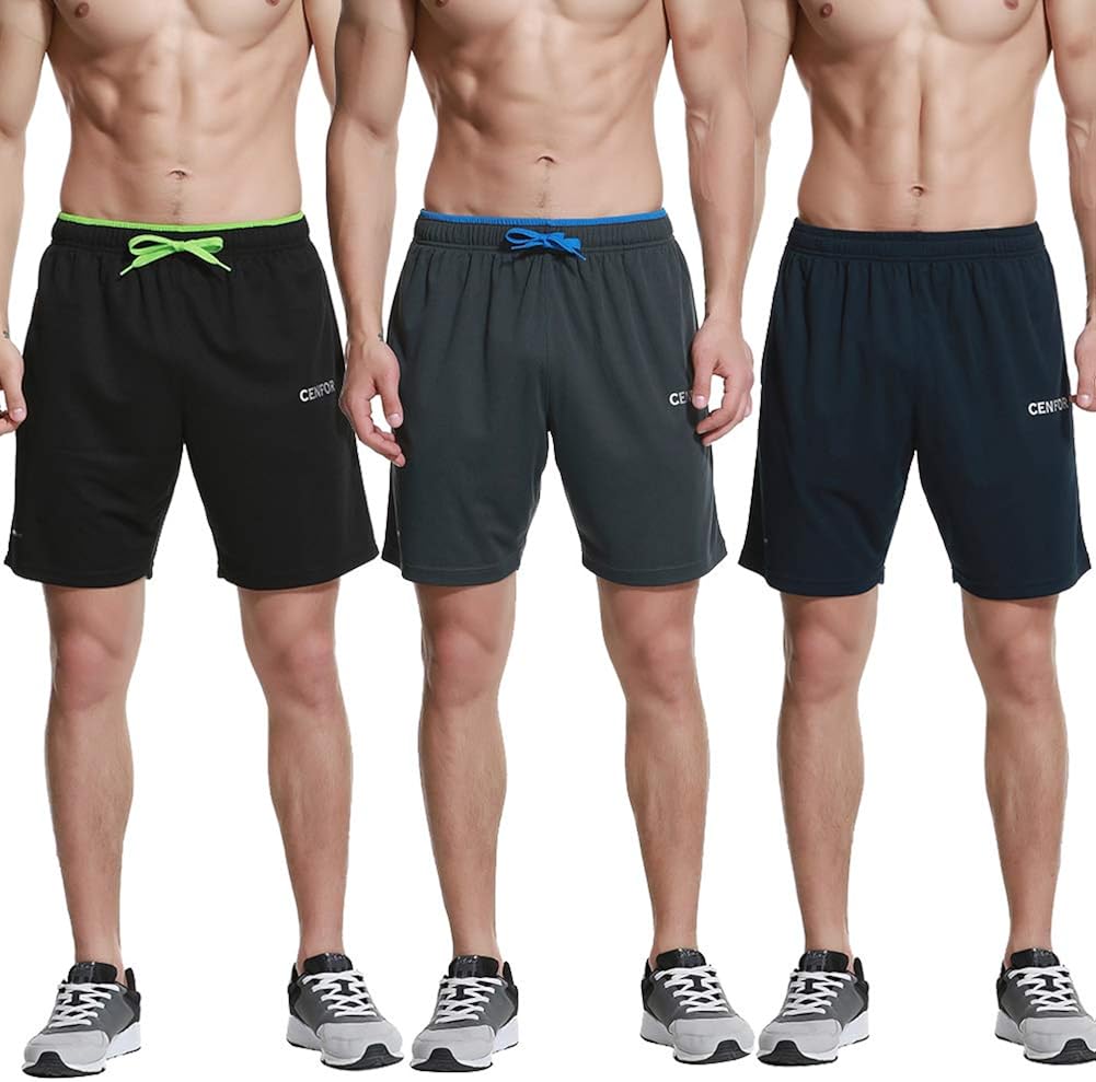 CENFOR Men's 7" Athletic Workout Shorts with Pockets Drawstring Quick Dry Breathable Active Training Shorts: Clothing