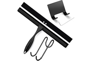 Shower Squeegee for Glass Doors, 12 Inches Bathroom Squeegee with Spare Silicone Blade, Shower Door Hook and Adhesive Hook, S