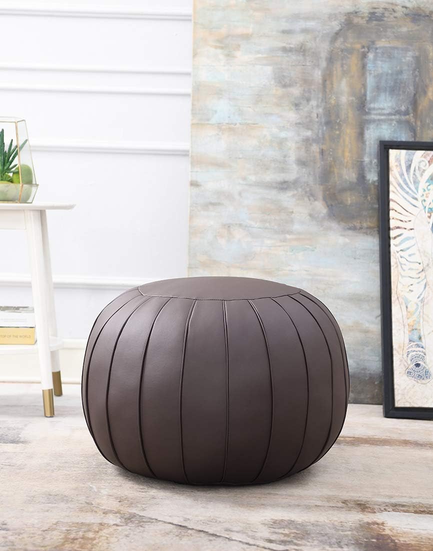 Comfortland Unstuffed Ottoman Pouf Covers, large Faux Leather Foot