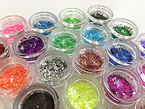 Glitter Powder Sequins for Slime ,Arts & Crafts Extra Solvent Resistant Glitter Powder Shakers,Assorted Colors,24 pack sequins