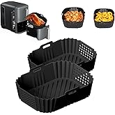 Silicone Air Fryer Liners 2 Pack for Ninja Dual Air Fryer, Reusable Air Fryer Silicone Liner for Compatible with Ninja DZ201C
