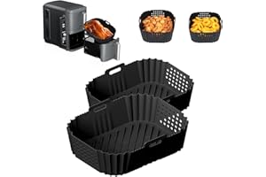 Silicone Air Fryer Liners 2 Pack for Ninja Dual Air Fryer, Reusable Air Fryer Silicone Liner for Compatible with Ninja DZ201C