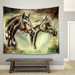 Illustration - Freehand Illustration Horse Painting - Fabric Wall Tapestry Home Decor - 51x60 inches