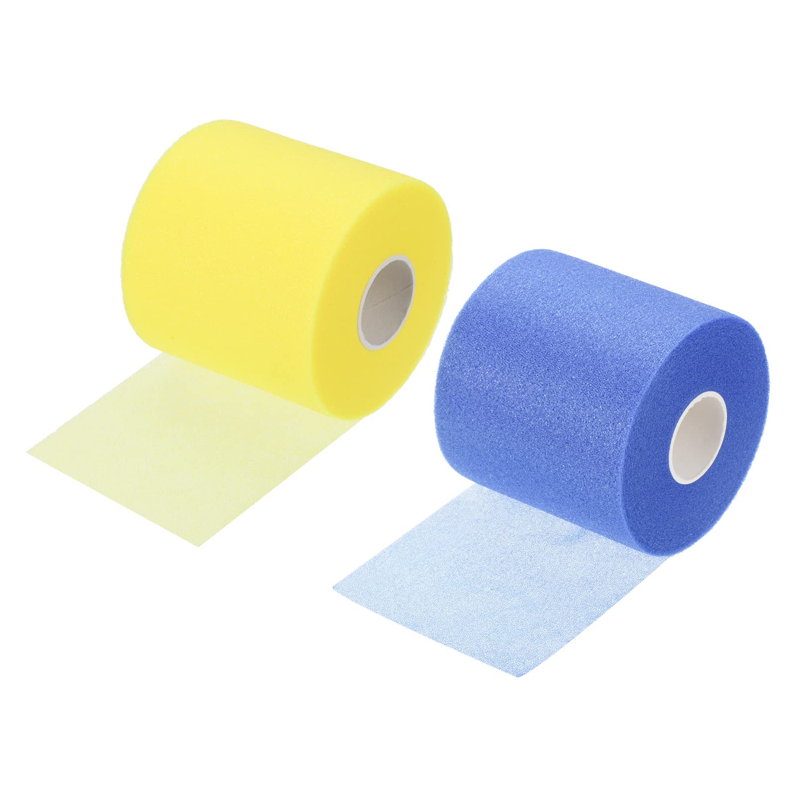 PATIKIL 30 Yard x 2.8 Inch Badminton Grip Cushion Wrap, 2 Pack PE Tennis Racket Grip Tape Backing Film Handle Anti Skid Cushion Accessories, Blue/Yellow