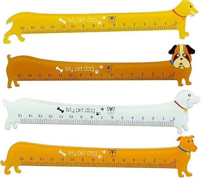 Spaufu 4x Rulers Cute Animal Dog Plastic Rulers Novelty Kawaii