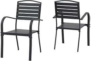 i-VTIES Patio Dining Chairs Set of 2,Outdoor Stackable Dining Chairs with Backrest & Armrest,Aluminum Frame Patio Furniture Chairs for Garden,Backyard,Lawn & Deck,Black