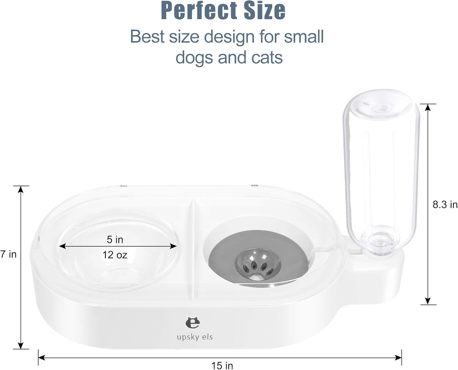 Pet Supplies : UPSKY Double Dog Cat Bowls Pet Automatic Water Dispenser Detachable Dog Glass Feeder Bowl No-Spill Pet Food Water Bowls for Cats and Small Dog : 