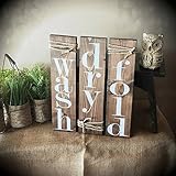Rustic Bathroom Laundry Room Decor. Set of 3 signs. NO STICKERS or stencils. FREE SHIPPING
