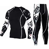 Workout Set Compression Shirt Pants Top Long Sleeve Sports Tight Base Layer Quick Dry & Moisture-Wicking
