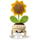 Tiny Detalles Valentines Day Mini Positive Sunflower Crochet, Thank You for Helping Me Grow, Appreciation Gifts for Women, Valentines Gift for Him Her, Coworker, Friend, Teacher, Sister