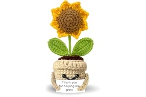 Tiny Detalles Mini Positive Sunflower Crochet, Mothers Day, Mom's Birthday Gift for Women, Appreciation Thank You Gift for Coworker, Friend, Teacher, Sister
